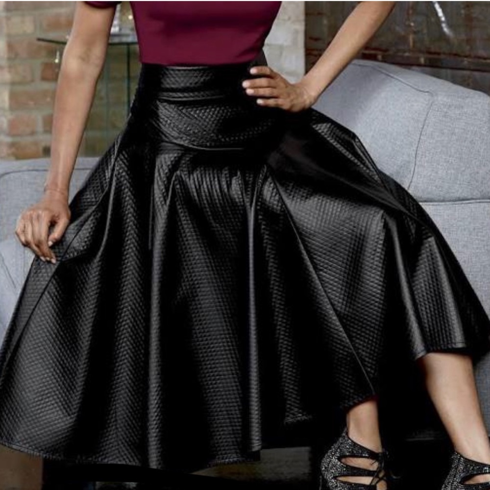 Monroe and Main Faux-Leather Skirt, Size 12